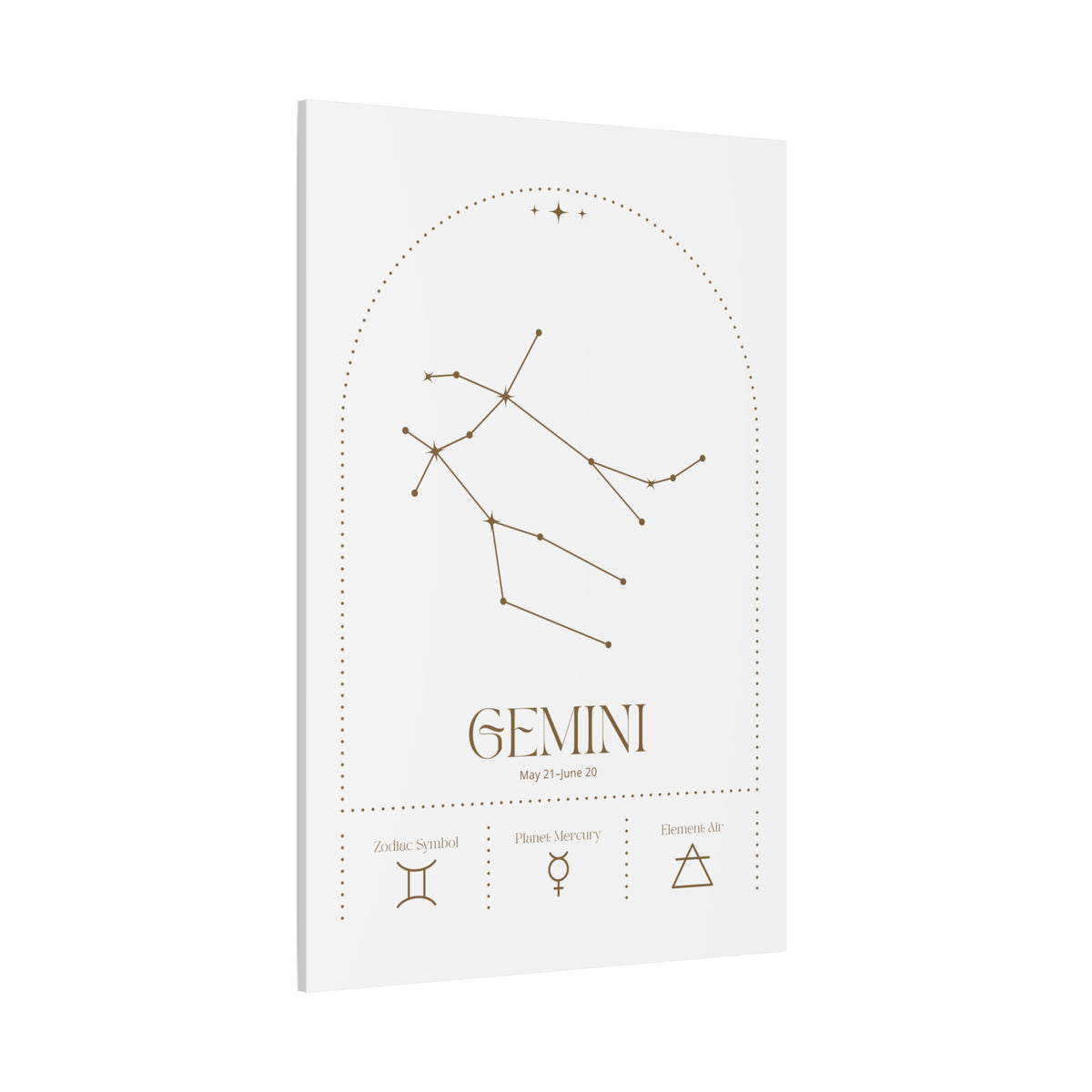 Gemini zodiac canvas wall art with a celestial, cosmic design – matte stretched canvas for home decor