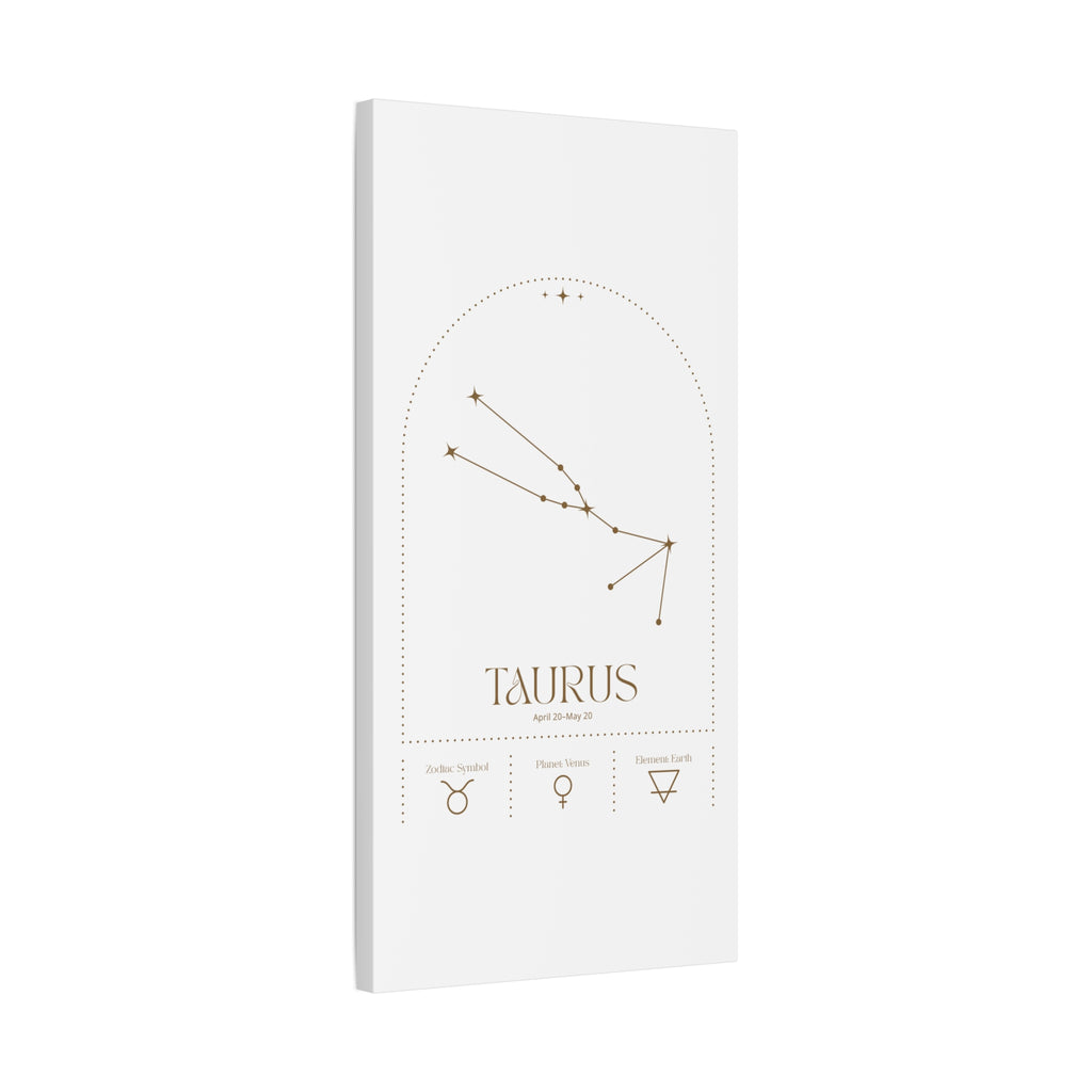 Taurus zodiac canvas wall art with a celestial, cosmic design – matte stretched canvas for home decor