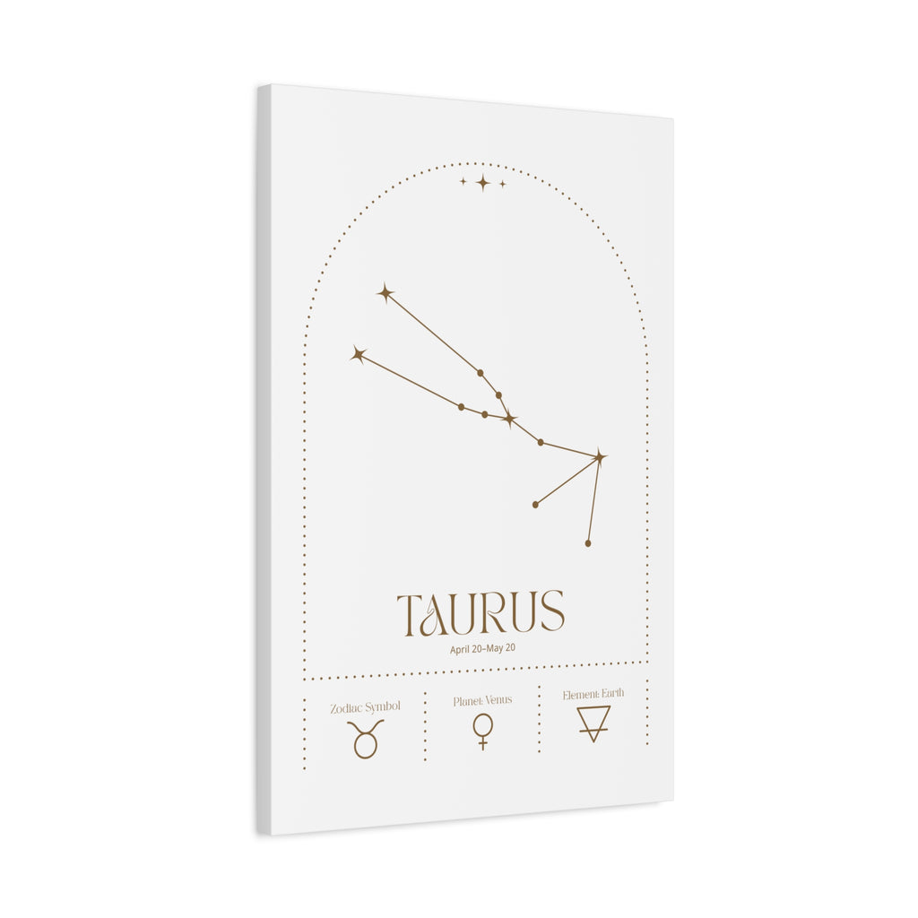 Taurus zodiac canvas wall art with a celestial, cosmic design – matte stretched canvas for home decor