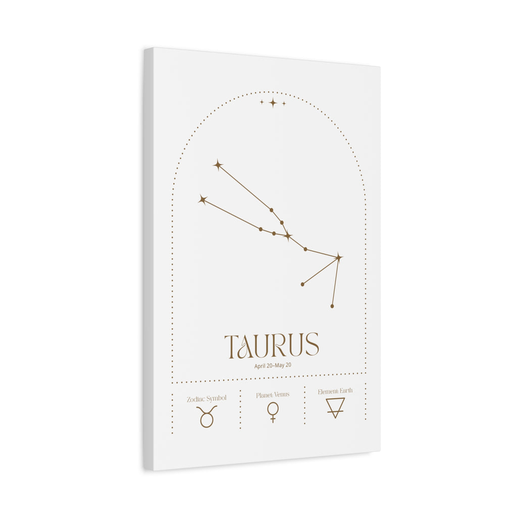 Taurus zodiac canvas wall art with a celestial, cosmic design – matte stretched canvas for home decor