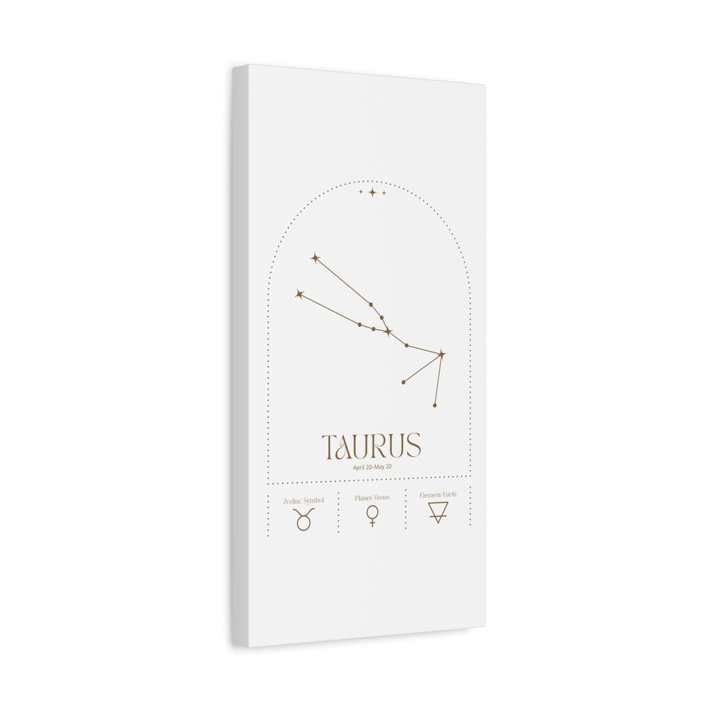 Taurus zodiac canvas wall art with a celestial, cosmic design – matte stretched canvas for home decor