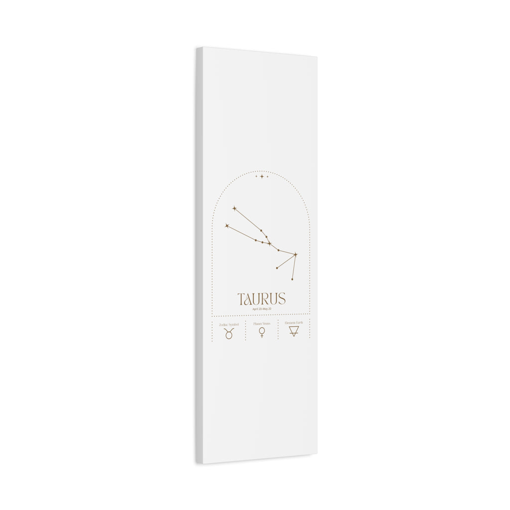 Taurus zodiac canvas wall art with a celestial, cosmic design – matte stretched canvas for home decor