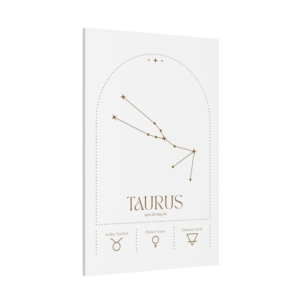 Taurus zodiac canvas wall art with a celestial, cosmic design – matte stretched canvas for home decor