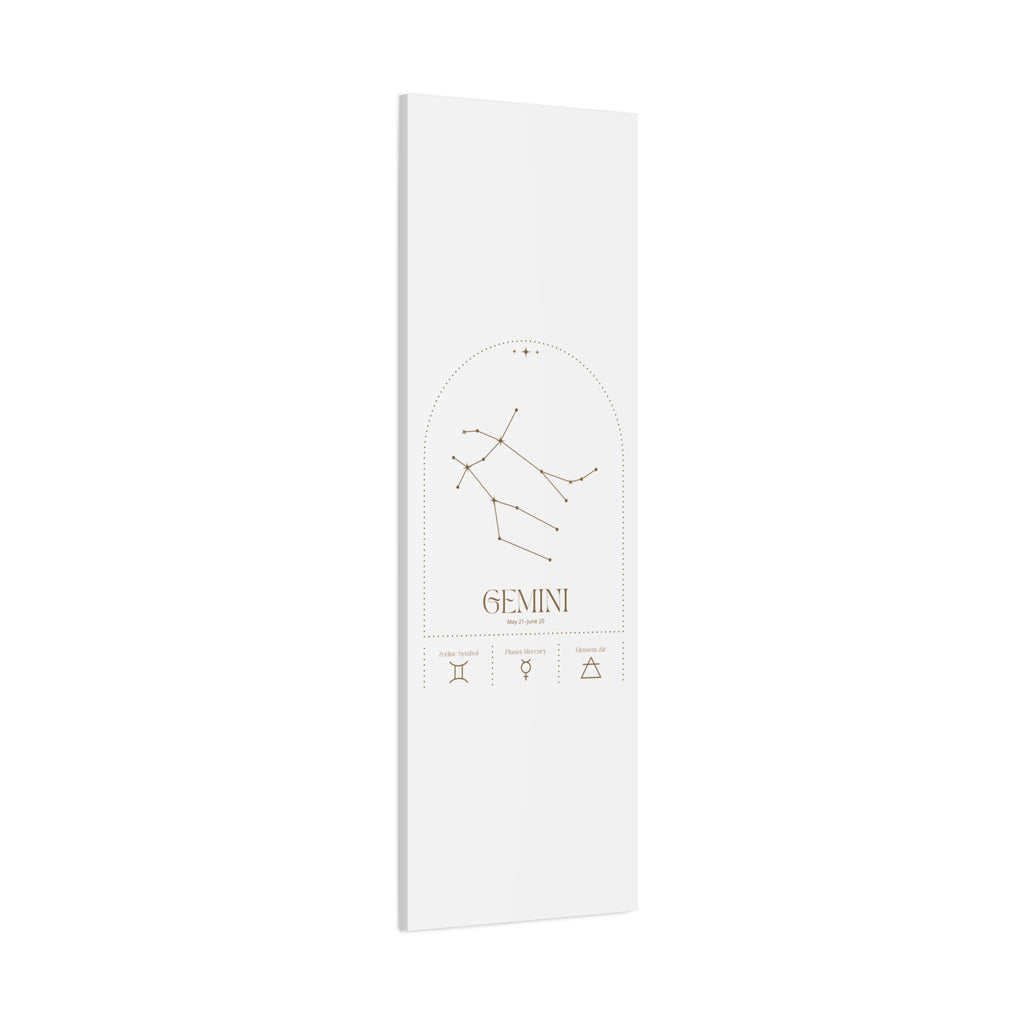 Gemini zodiac canvas wall art with a celestial, cosmic design – matte stretched canvas for home decor