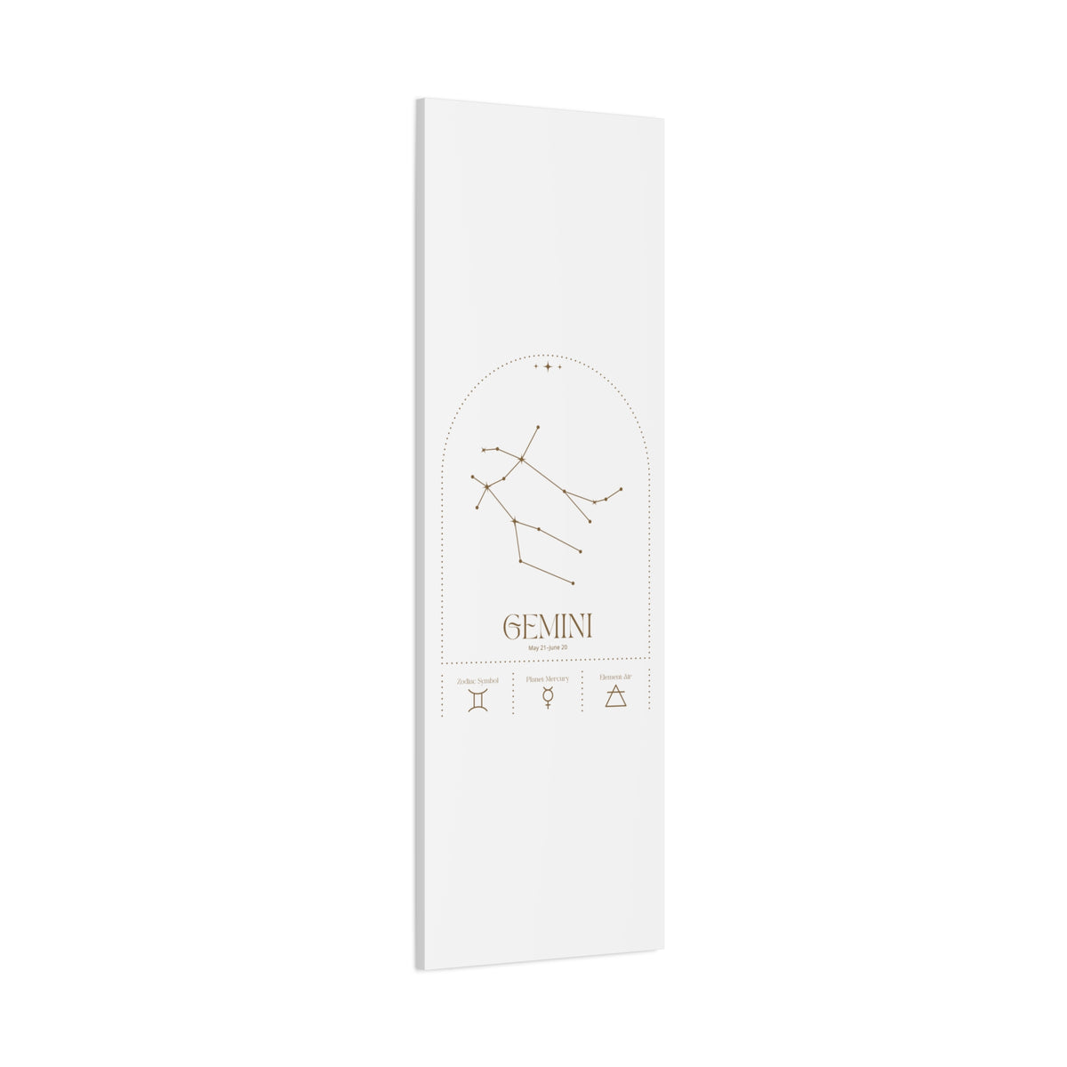 Gemini zodiac canvas wall art with a celestial, cosmic design – matte stretched canvas for home decor