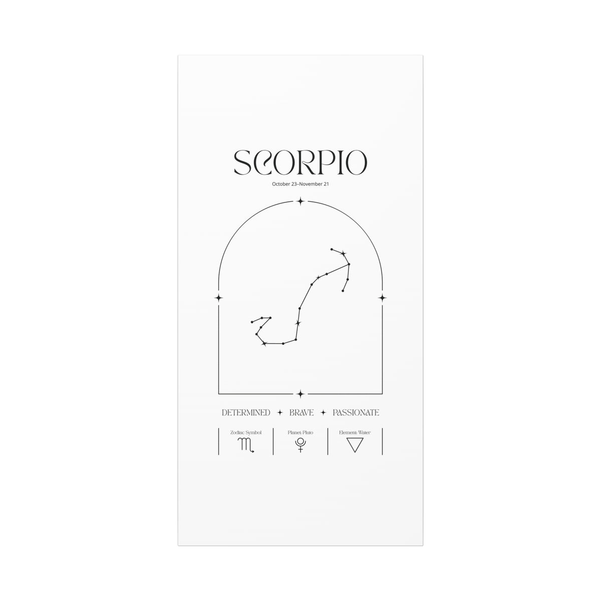 Scorpio zodiac canvas wall art with a celestial, cosmic design – matte stretched canvas for home decor