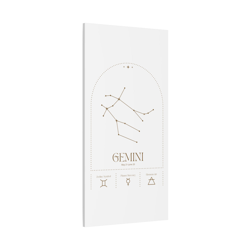 Gemini zodiac canvas wall art with a celestial, cosmic design – matte stretched canvas for home decor