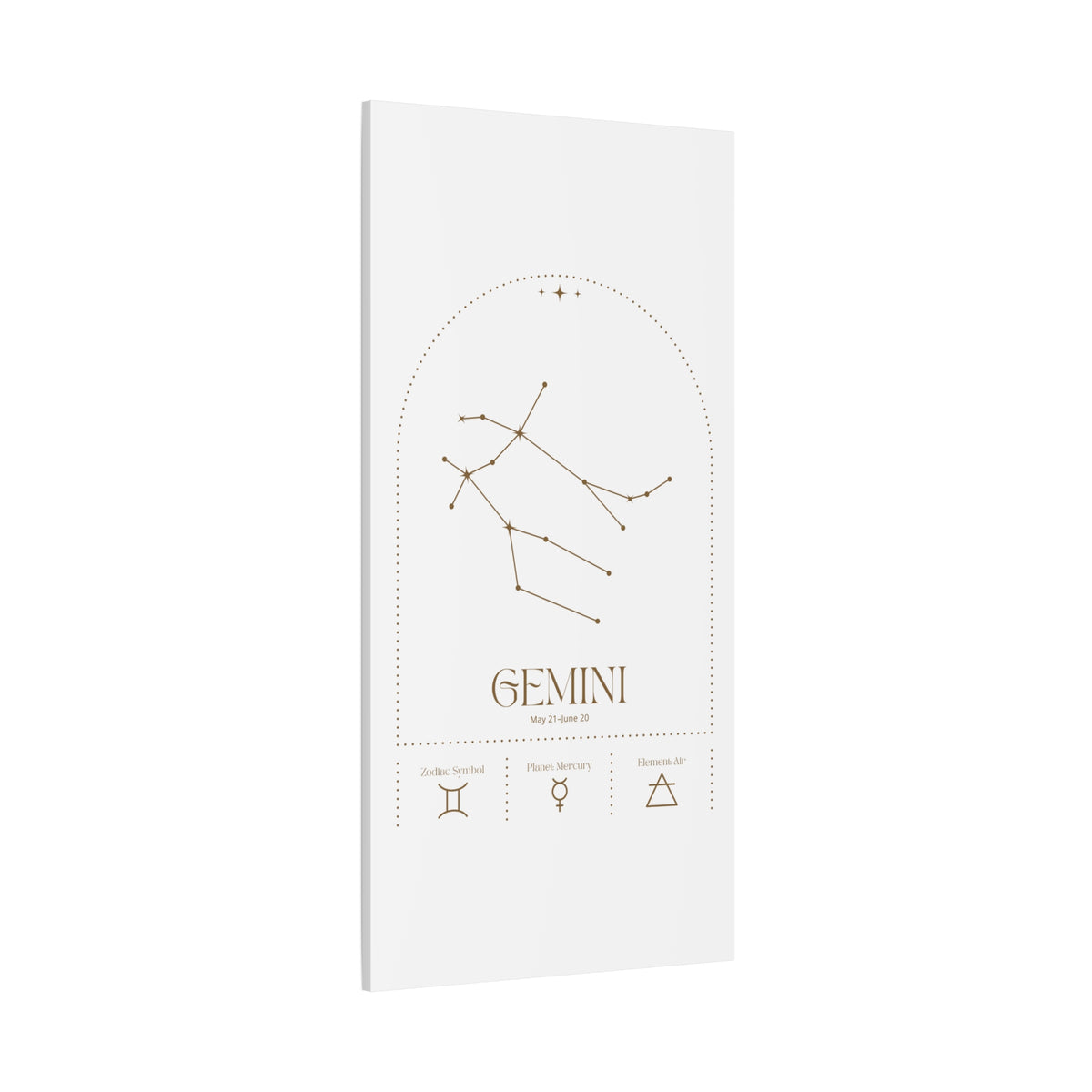 Gemini zodiac canvas wall art with a celestial, cosmic design – matte stretched canvas for home decor
