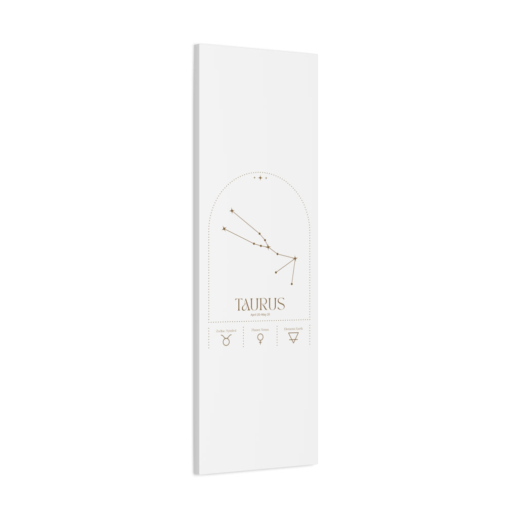 Taurus zodiac canvas wall art with a celestial, cosmic design – matte stretched canvas for home decor