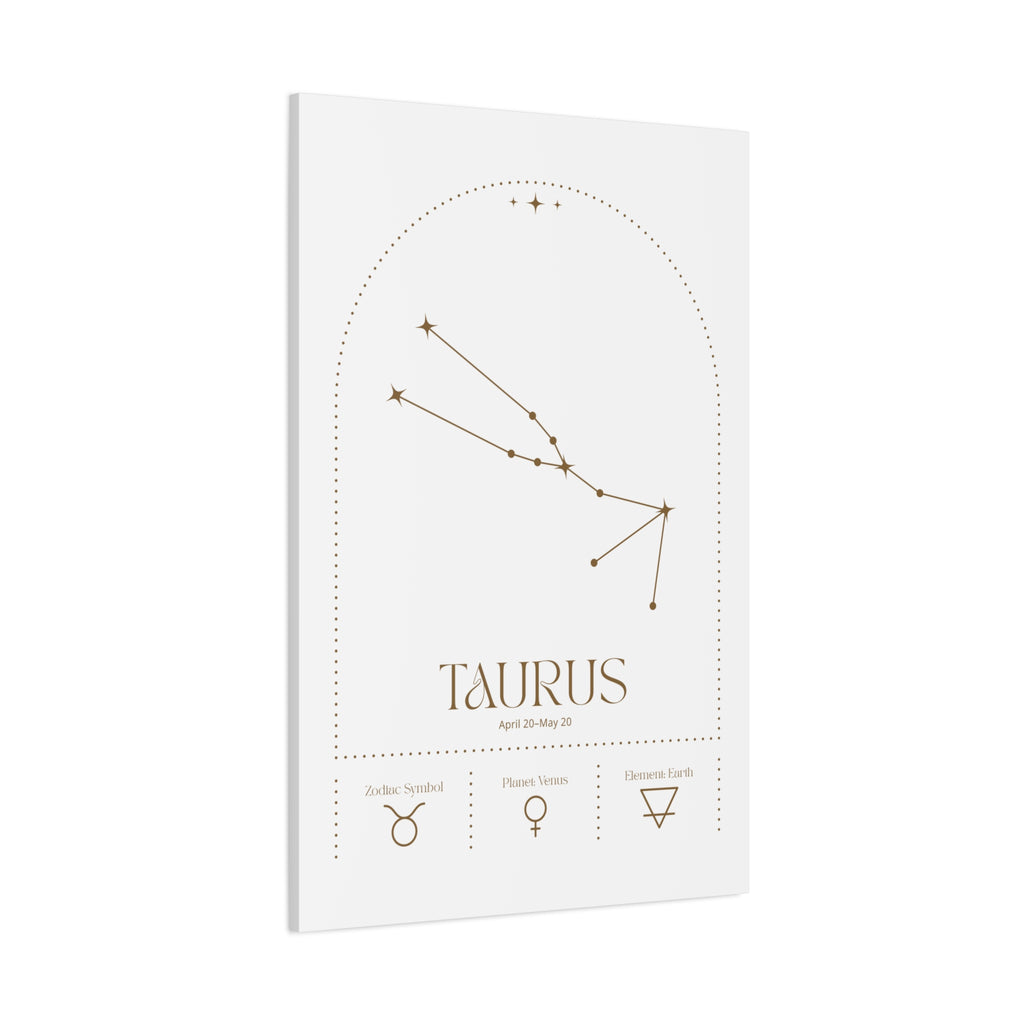 Taurus zodiac canvas wall art with a celestial, cosmic design – matte stretched canvas for home decor