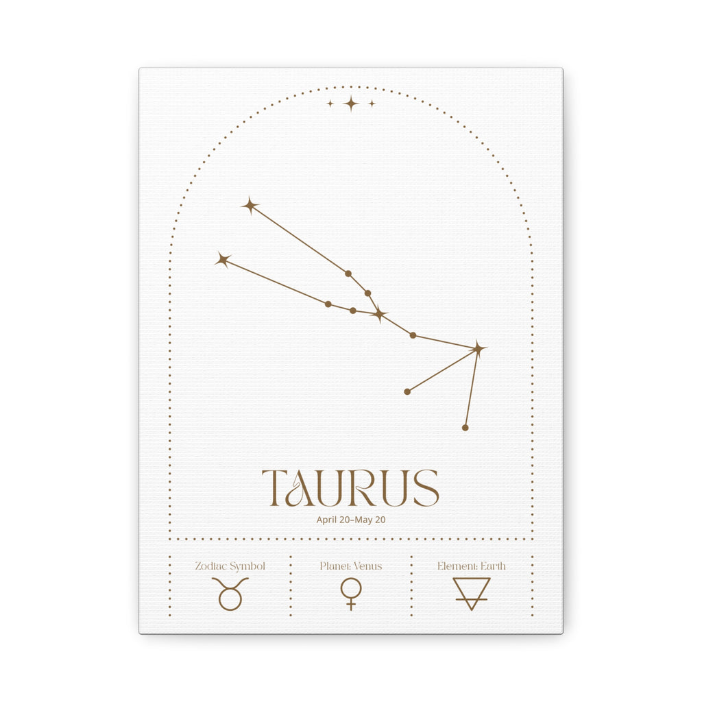 Taurus zodiac canvas wall art with a celestial, cosmic design – matte stretched canvas for home decor