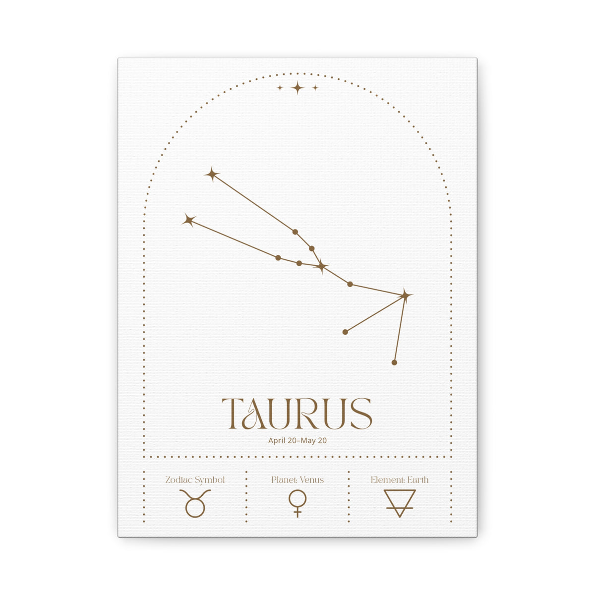 Taurus zodiac canvas wall art with a celestial, cosmic design – matte stretched canvas for home decor