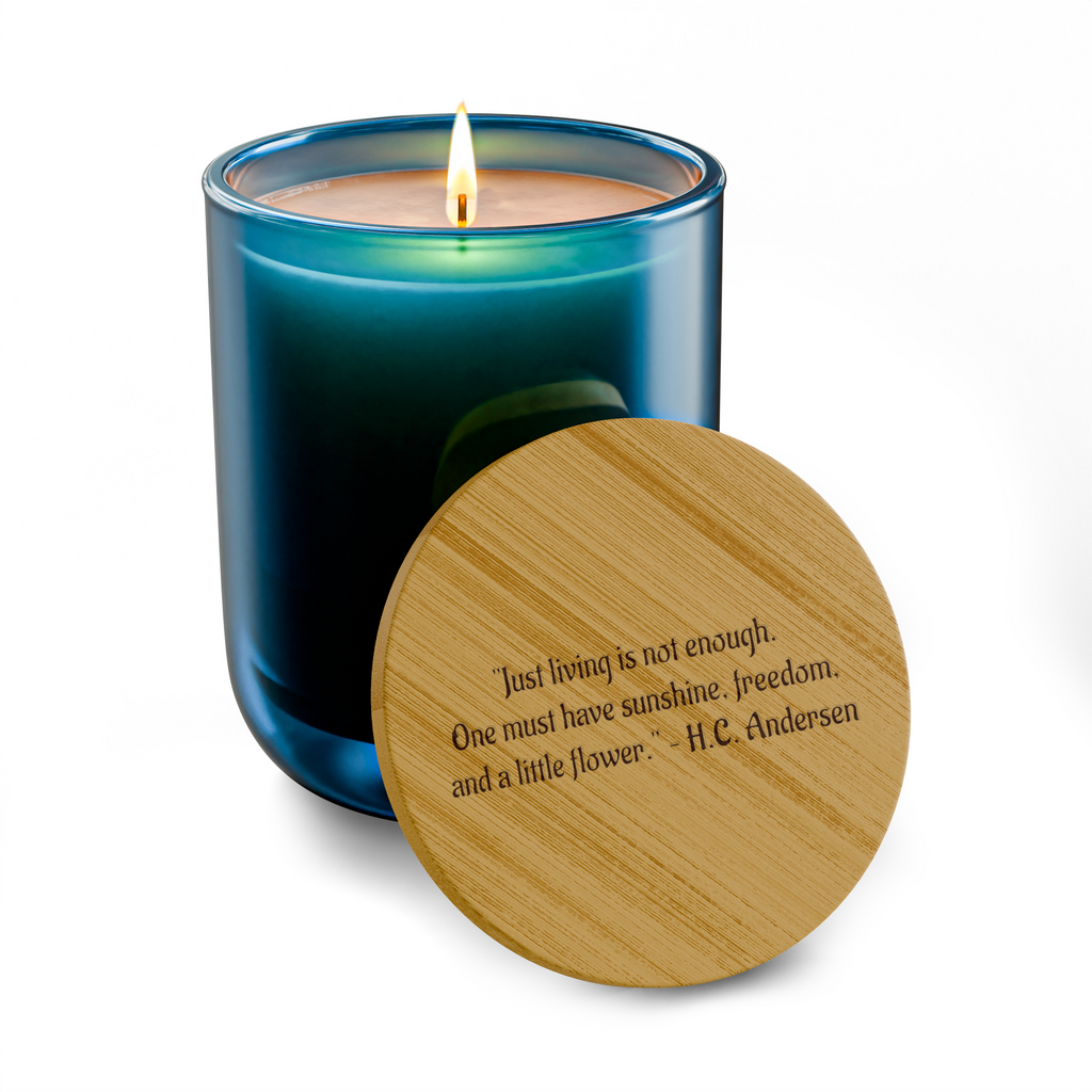 Scented Soy Candle, 14oz ("Just living is not enough. One must have sunshine, freedom, and a little flower." – H.C. Andersen)