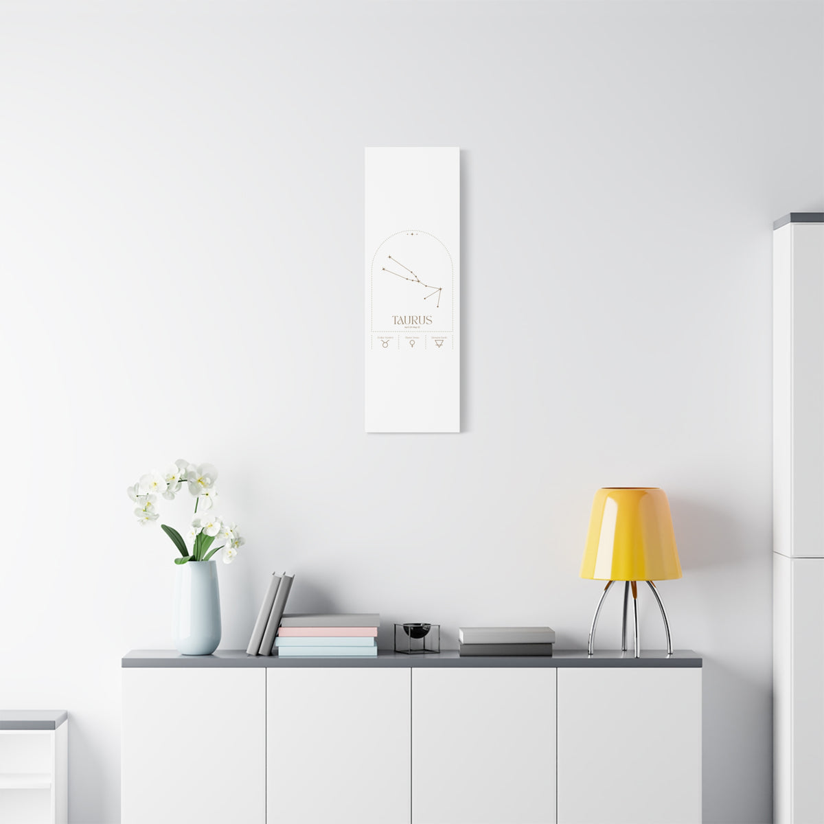 Taurus zodiac canvas wall art with a celestial, cosmic design – matte stretched canvas for home decor