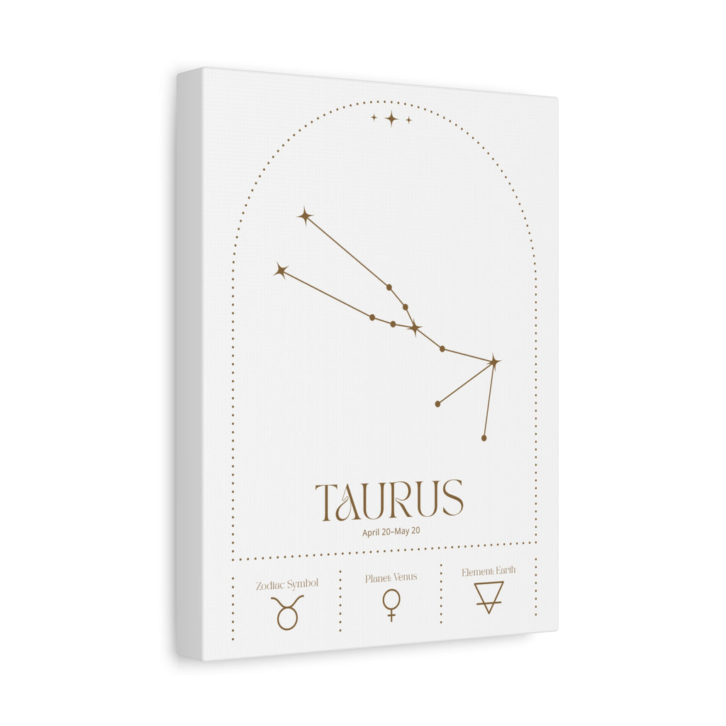 Taurus zodiac canvas wall art with a celestial, cosmic design – matte stretched canvas for home decor