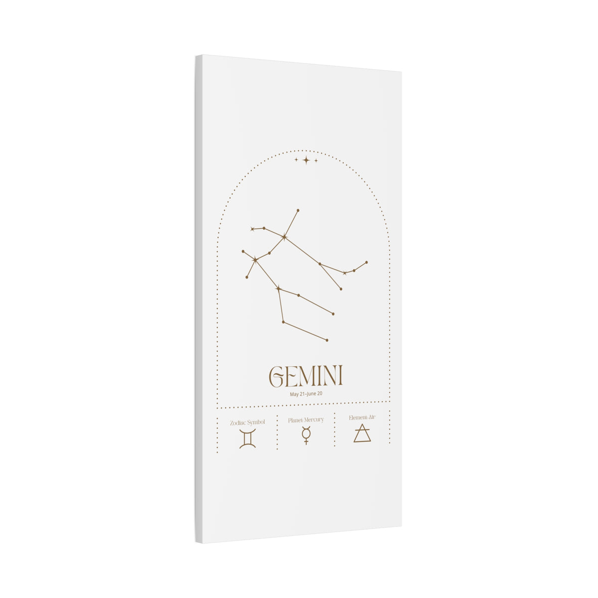 Gemini zodiac canvas wall art with a celestial, cosmic design – matte stretched canvas for home decor