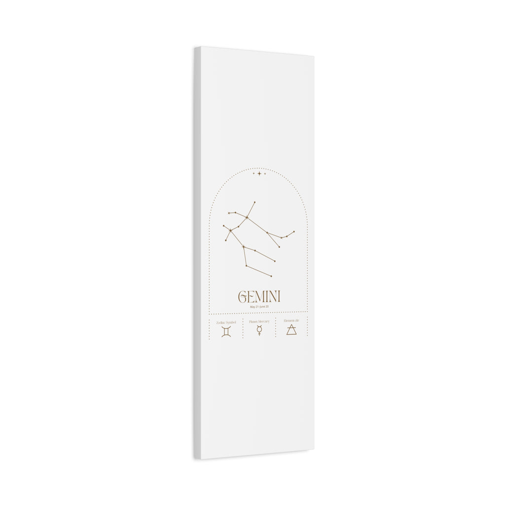 Gemini zodiac canvas wall art with a celestial, cosmic design – matte stretched canvas for home decor
