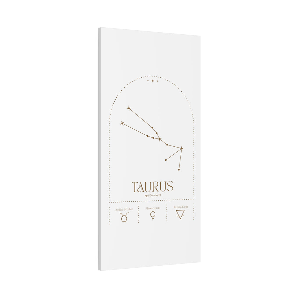 Taurus zodiac canvas wall art with a celestial, cosmic design – matte stretched canvas for home decor