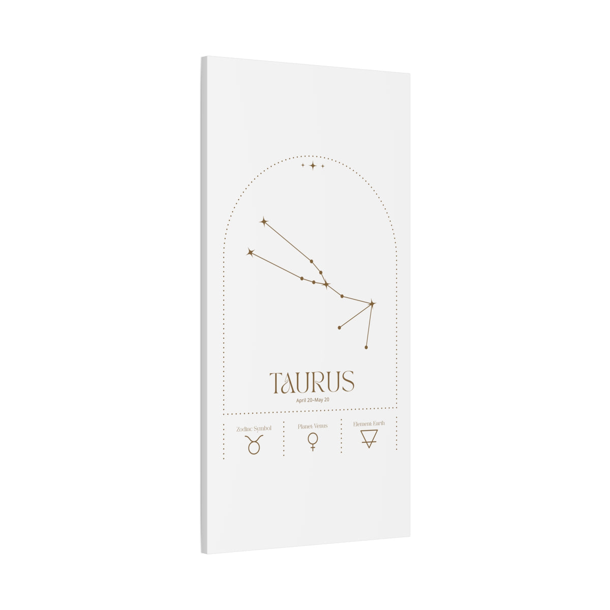 Taurus zodiac canvas wall art with a celestial, cosmic design – matte stretched canvas for home decor