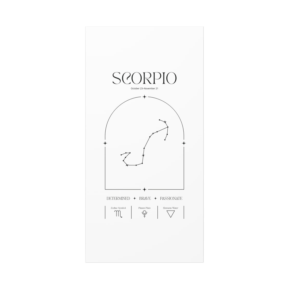 Scorpio zodiac canvas wall art with a celestial, cosmic design – matte stretched canvas for home decor