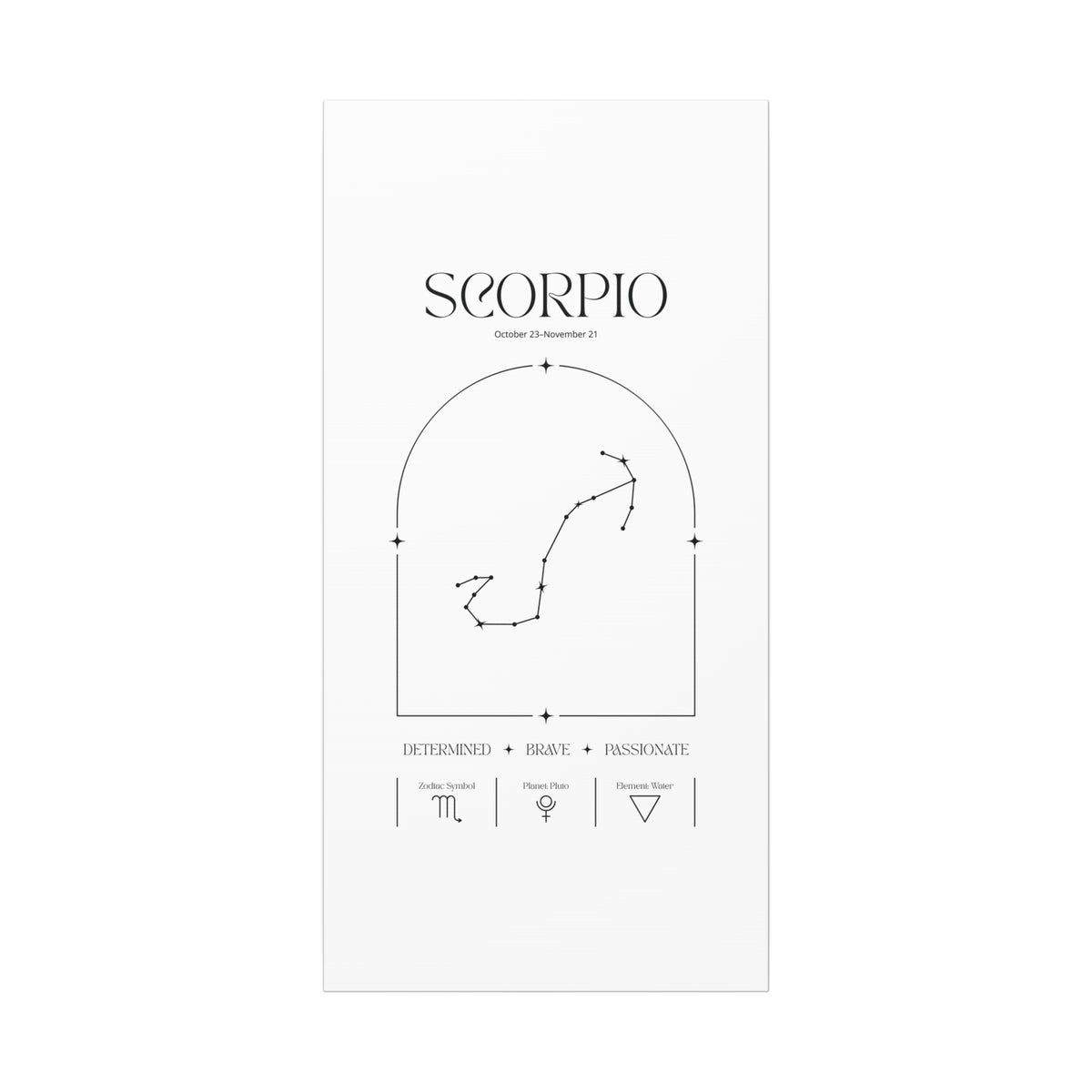 Scorpio zodiac canvas wall art with a celestial, cosmic design – matte stretched canvas for home decor